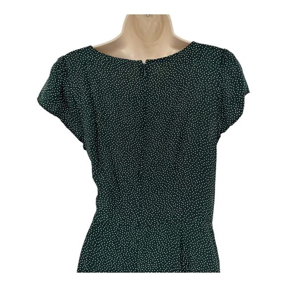 Loft Dress Size 6 Green White Polka Dot Mini Tie Faux Wrap Short Sleeve Casual - Picture 5 of 7